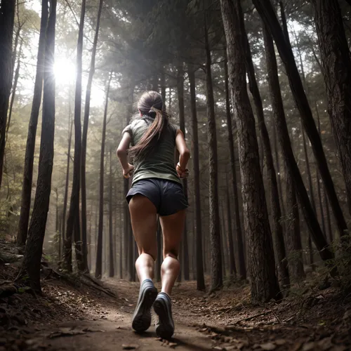 running away through dense woods,trail running,ultramarathon,hiker,ballerina in the woods,long-distance running,women climber,hiking equipment,trekking,female runner,hiking,forest walk,run uphill,adve