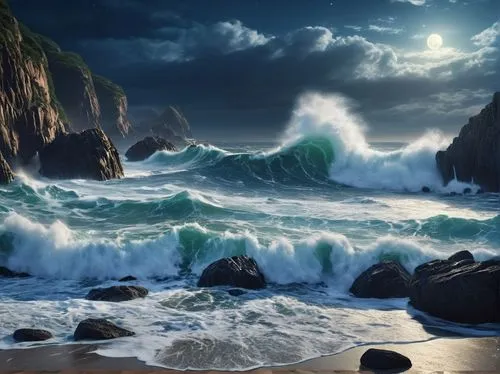 ocean waves,seascape,stormy sea,seascapes,sea storm,rocky coast,Photography,General,Realistic