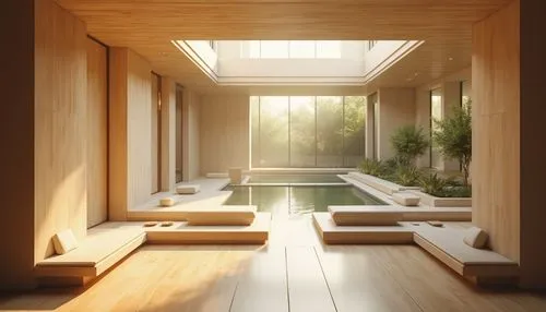 wooden sauna,amanresorts,saunas,sunroom,wooden windows,wooden beams,3d rendering,daylighting,solarium,sauna,bathhouse,wooden mockup,luxury bathroom,wood window,render,japanese-style room,bamboo curtain,skylights,archidaily,wooden decking,Photography,General,Realistic