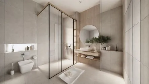 modern minimalist bathroom,luxury bathroom,bathroom,shower base,bathroom cabinet,shower door,shower bar,interior modern design,bathroom accessory,3d rendering,washroom,modern decor,room divider,ceramic tile,interior design,contemporary decor,almond tiles,modern room,washbasin,search interior solutions,Interior Design,Bathroom,Modern,German Minimalism