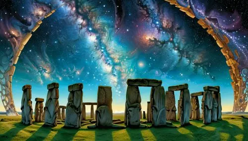 stonehenge,stone henge,ring of brodgar,pillars,stargate,megalithic,stone circles,megaliths,stone circle,standing stones,neo-stone age,megalith,stacked stones,druids,background with stones,columns,stacking stones,monolith,fractalius,portals,Illustration,Realistic Fantasy,Realistic Fantasy 03