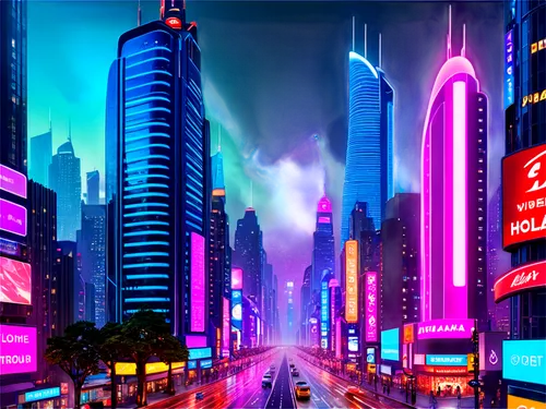 cybercity,colorful city,fantasy city,cityscape,metropolis,futuristic landscape,shinjuku,cybertown,cyberpunk,cyberscene,tokyo city,polara,guangzhou,synth,futurist,neon arrows,cyberworld,microdistrict,shanghai,cyberia,Illustration,Retro,Retro 08