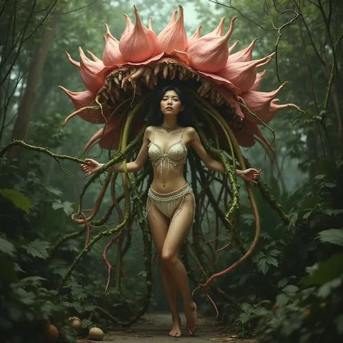 amazonica,dryad,tiger lily,amazonia,fantasy art,passionflower,Conceptual Art,Daily,Daily 30