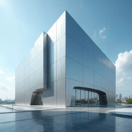 futuristic art museum,glass facade,snohetta,futuristic architecture,morphosis,glass building,koolhaas,autostadt wolfsburg,difc,bunshaft,modern architecture,glass facades,cubic house,glass wall,structural glass,revit,unbuilt,cantilevered,water cube,siza,Photography,General,Realistic