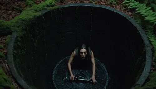 woman at the well,hollow way,conceptual photography,plant tunnel,cistern,drainage,storm drain,wall tunnel,sinkhole,crawl,swath,tunnel,drain,below,cave girl,tunnel of plants,descent,ravine,wishing well,the wolf pit,Art,Classical Oil Painting,Classical Oil Painting 38