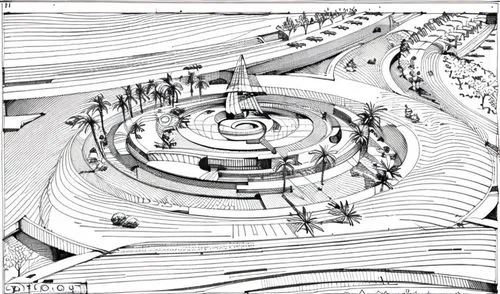 traffic circle,cd cover,klaus rinke's time field,concentric,roundabout,topography,highway roundabout,spatialship,reinforced concrete,meanders,vector spiral notebook,complexity,computer tomography,macr