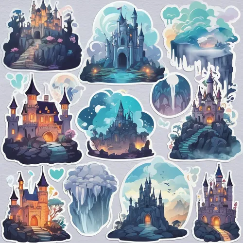 fairy tale icons,crown icons,castles,fairy tale castle,stickers,snowglobes,set of icons,icon set,backgrounds,christmas stickers,cartoon forest,snow globes,houses clipart,fairytale characters,disney castle,hogwarts,background scrapbook,collected game assets,fairytale castle,fairy world,Unique,Design,Sticker