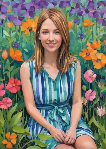 girl in flowers,girl in the garden,flower painting,beautiful girl with flowers,field of flowers,blanket of flowers,girl picking flowers,colorful floral,oil painting on canvas,springtime background,oil painting,flower background,artist portrait,oil on canvas,flower art,floral,flower field,sea of flowers,flowers field,verbena,Illustration,Paper based,Paper Based 06