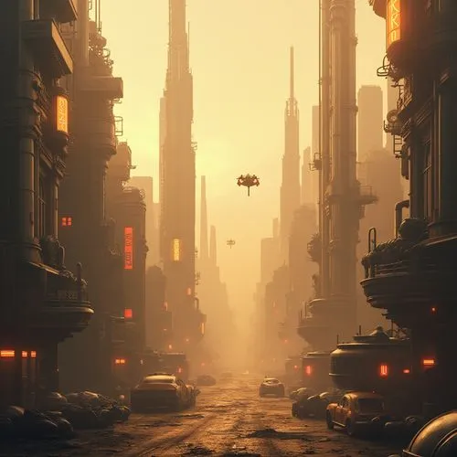 coruscant,theed,coruscating,metropolis,bladerunner,milan,dusk,street canyon,milano,cityscape,atmosfera,sandstorm,extrasolar,bologna,atmospheres,sepia,futuristic landscape,golden rain,eixample,postapocalyptic,Photography,General,Realistic