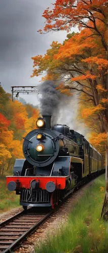 autumn background,autumn scenery,amtrak,wooden train,autumn in japan,steam train,fall landscape,steam locomotives,passenger train,train,international trains,the train,wooden railway,trains,express train,railroad,high-speed train,train of thought,fall foliage,long-distance train,Conceptual Art,Oil color,Oil Color 09