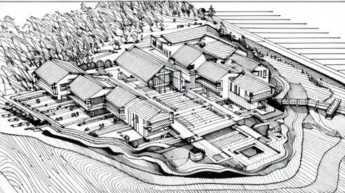 kubny plan,escher village,house drawing,roman excavation,north american fraternity and sorority housing,house hevelius,town planning,street plan,palace of knossos,roman villa,castle of hunedoara,lands