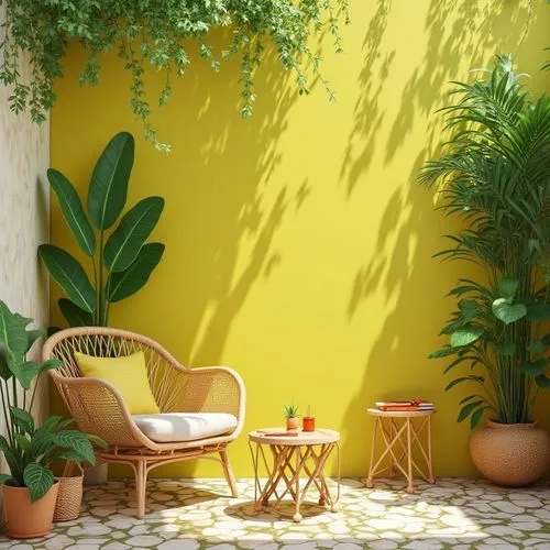 yellow garden,patio,lemon wallpaper,patios,houseplants,house plants,balcony garden,lemon background,yellow wall,tropical house,houseplant,yellow wallpaper,cabana,wall,tropical greens,majorelle,terraza,balcony plants,aaa,exotic plants,Photography,General,Realistic