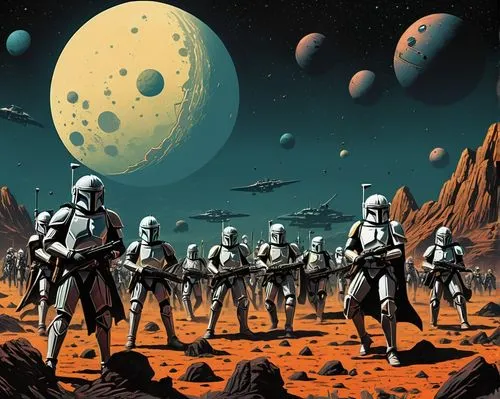 mission to mars,lunar landscape,alien planet,sci fiction illustration,sci fi,storm troops,colony,red planet,droids,valerian,exoplanet,moon valley,asterales,planet mars,lunar surface,space art,alien world,sci - fi,sci-fi,celestial bodies,Conceptual Art,Sci-Fi,Sci-Fi 20