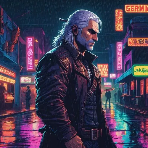 cyberpunk,geralt,witcher,bladerunner,kaidan,hauer,Unique,Pixel,Pixel 04