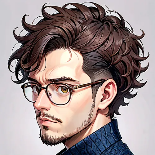 artist portrait,digital painting,fantasy portrait,custom portrait,man portraits,portrait,pompadour,with glasses,glasses,oval frame,romantic portrait,eyewear,moody portrait,portrait background,reading glasses,bloned portrait,self-portrait,autumn icon,blogger icon,smooth hair,Anime,Anime,General