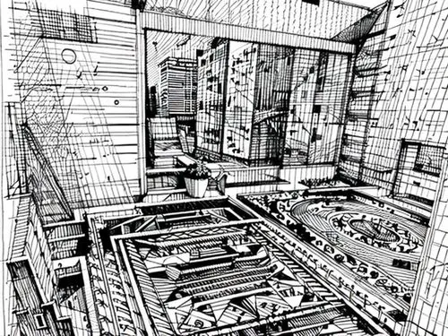 wireframe,wireframe graphics,office line art,frame drawing,mono-line line art,pencils,mono line art,pen drawing,ventilation grid,pencil lines,isometric,line drawing,escher,underconstruction,comic styl