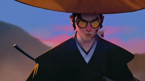 yuzu from blue eye samurai,samurai,sensei,samurai fighter,dusk background,mulan,geisha,mikado,swordsman,guilinggao,noodle image,ganghwado,japanese background,kung,chinese background,mukimono,spy,digit