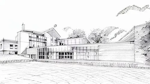 A shopping mall,house drawing,house hevelius,school design,drawing course,hand-drawn illustration,friterie,abbaye de belloc,kirrarchitecture,line drawing,ludwig erhard haus,philharmonic hall,townscape