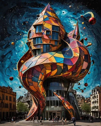 animal tower,public art,psychedelic art,dali,panoramical,graffiti art,street artists,barcelona,lyon,fractalius,planet eart,carnival horse,milano,escher,urban art,surrealism,colorful spiral,world digital painting,griffon bruxellois,marseille,Conceptual Art,Fantasy,Fantasy 26