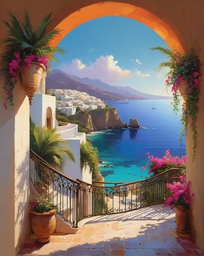 greek island door,mediterranean,greece,greek island,bougainvillea,positano,bougainvilleas,greek islands,bougainvilleans,crete,santorini,aeolian islands,cyclades,capri,landscape background,grecia,italy,world digital painting,mediterranean sea,italie,Conceptual Art,Sci-Fi,Sci-Fi 22