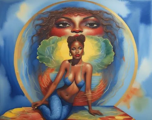 oshun,tretchikoff,baoshun,african art,oil painting on canvas,mother earth,Illustration,Paper based,Paper Based 24