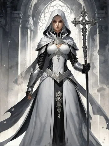 white rose snow queen,swordswoman,sorceress,templar,priestess,the snow queen,paladin,heroic fantasy,female warrior,dark elf,sterntaler,suit of the snow maiden,massively multiplayer online role-playing game,fatima,aesulapian staff,joan of arc,jaya,ice queen,imperial coat,scythe,Conceptual Art,Fantasy,Fantasy 33