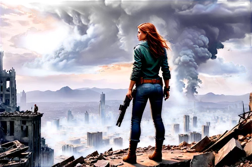 seregil,clary,destroyed city,apocalyptic,city in flames,giantess,fantasy picture,post apocalyptic,shannara,eilonwy,post-apocalyptic landscape,world digital painting,longhena,above the city,city view,wasteland,underworld,gondolin,primordia,neverwinter,Illustration,Realistic Fantasy,Realistic Fantasy 01