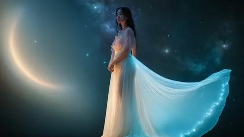 selene,celestial body,nightdress,queen of the night,inanna,fantasy picture