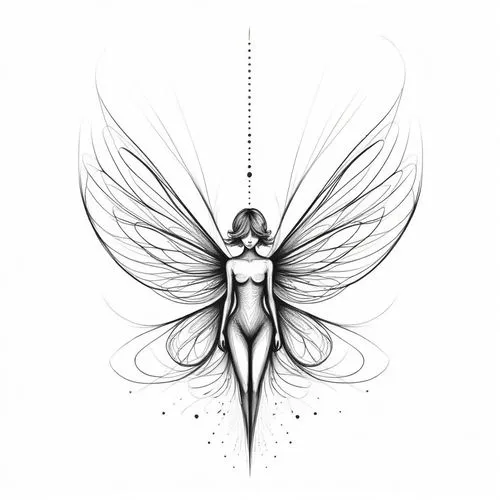  sparsely lined design, lesast lines, continuous and discontinuous lines,a black and white drawing of a woman with wings,butterfly vector,butterfly clip art,morphos,insectoid,angel line art,butterfly 