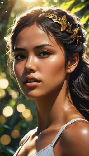 polynesian girl,inanna,world digital painting,amazonica,isabela,thyatira,diwata,amazonian,wahine,portrait background,katniss,asherah,ninhursag,fantasy portrait,tahitian,zarina,ancient egyptian girl,marshallese,kahlan,sacagawea,Art,Classical Oil Painting,Classical Oil Painting 12