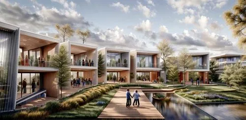 europan,renderings,new housing development,ecovillages,townhomes,3d rendering,residencial,streamwood,ecovillage,cohousing,stilt houses,cube stilt houses,inmobiliaria,waterview,netherwood,townhouses,multifamily,arkitekter,townhome,revit