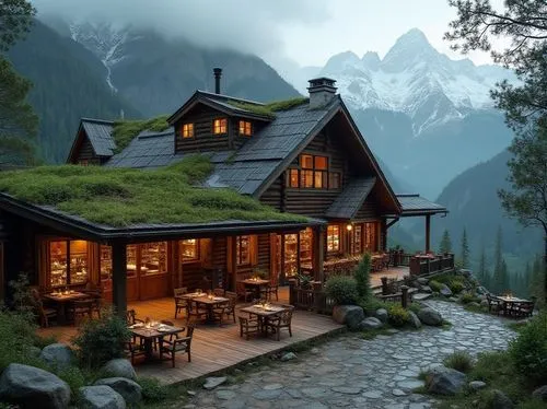 house in mountains,house in the mountains,the cabin in the mountains,mountain huts,mountain hut,summer cottage,beautiful home,chalet,house in the forest,log home,alpine village,cottage,log cabin,mountain settlement,home landscape,dreamhouse,alpine hut,roof landscape,alpine restaurant,forest house,Photography,General,Realistic