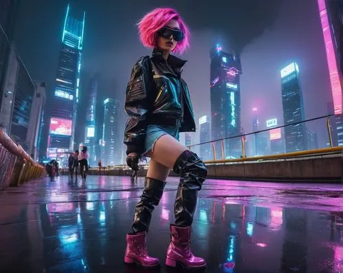 cyberpunk,streampunk,futuristic,cyber,neon lights,neon light,hk,cyber glasses,punk,dystopian,80s,neon,city trans,scifi,hong kong,shanghai,ultraviolet,neon arrows,cosplay image,walking in the rain,Conceptual Art,Sci-Fi,Sci-Fi 07