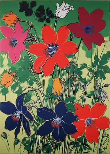 flower painting,nasturtiums,andy warhol,warhol,flowers png,floral composition,flowers fabric,cartoon flowers,flower fabric,nasturtium,retro flowers,geraniums,geranium,japanese floral background,wildflowers,flower art,wild flowers,summer flowers,floral poppy,nasturtium leaves,Art,Artistic Painting,Artistic Painting 22