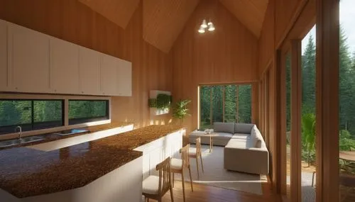 cabin,timber house,3d rendering,small cabin,forest house,render,wood window,daylighting,the cabin in the mountains,inverted cottage,house in the forest,wooden windows,modern room,modern living room,interior modern design,wooden sauna,bohlin,wooden beams,renders,mid century house,Photography,General,Realistic