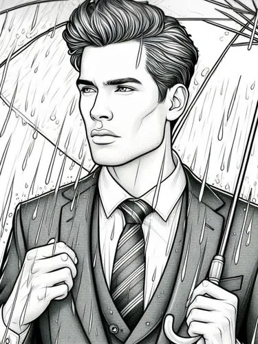 expand background,the man is holding an umbrella under a black and white umbrella,man with umbrella,rainman,weatherman,brolly,umbrella pattern,elizalde