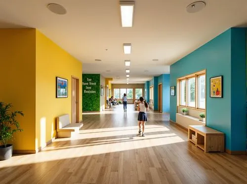 children's interior,school design,daylighting,hallway space,hallway,montessori,corridor,children's operation theatre,children's room,cohousing,hallways,pediatrics,foyer,prekindergarten,corridors,staffroom,hospital ward,pedway,hall,kinsolving