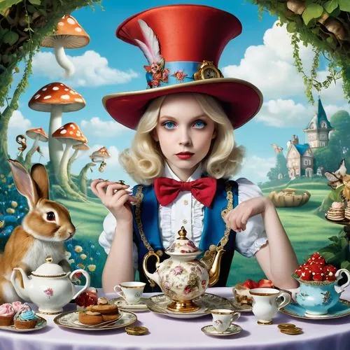 alice in wonderland,tea party,tea party collection,wonderland,tea time,teacup,Illustration,Abstract Fantasy,Abstract Fantasy 11