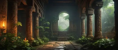 the mystical path,ancient city,theed,pathway,fantasy landscape,artemis temple,forest path,wooden path,pathways,yavin,tikal,hall of the fallen,labyrinthian,passageway,the path,sanctum,ancients,passageways,uncharted,the threshold of the house,Art,Classical Oil Painting,Classical Oil Painting 10