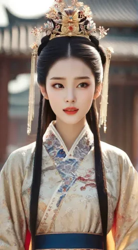 beauty chinese girl with smiling face in traditional chinese costume,hanbok,korean culture,oriental princess,shuanghuan noble,korean history,seolleongtang,panokseon,yi sun sin,yeongsanhong,songpyeon,o