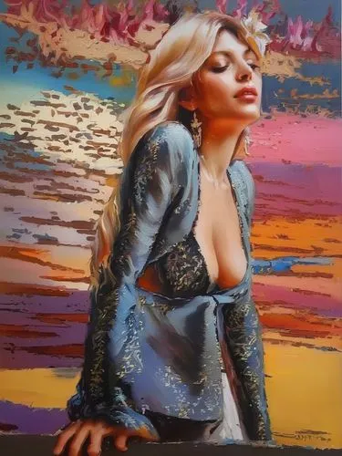 the blonde in the river,oil painting on canvas,blonde woman,girl on the dune,oil painting,oil on canvas,girl on the river,marilyn,la violetta,elsa,femme fatale,art painting,italian painter,girl on the boat,marylyn monroe - female,painting technique,venus,bodypaint,blonde girl,rosella,Illustration,Paper based,Paper Based 04