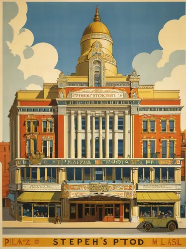 theatre marquee,old cinema,alabama theatre,pitman theatre,ohio theatre,smoot theatre,film poster,advertisement,1929,1925,1926,streetcar,built in 1929,fox theatre,1950s,1921,1920s,enamel sign,vintage advertisement,travel poster,Illustration,Retro,Retro 19