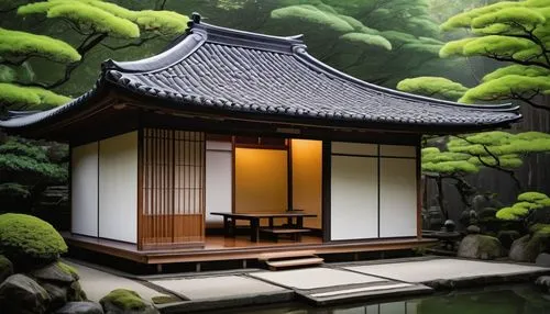 japanese-style room,ryokan,ryokans,teahouse,japan garden,japanese zen garden,japanese shrine,japanese garden ornament,japon,zen garden,asian architecture,kyoto,japanese tea,japanese garden,teahouses,beautiful japan,japan landscape,tea ceremony,japanese art,chanoyu,Illustration,Realistic Fantasy,Realistic Fantasy 06