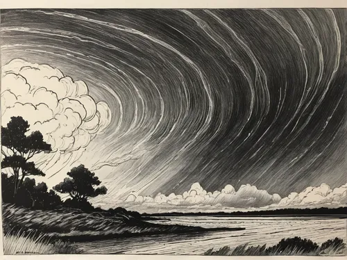 matruschka,cool woodblock images,atmospheric phenomenon,fossil dunes,sea storm,atomic age,perseids,shelf cloud,woodcut,tornado,japanese wave paper,wind wave,meteorology,swirl clouds,tusche indian ink,edward lear,stormy sea,venus comb,woodblock prints,star illustration,Illustration,Black and White,Black and White 17