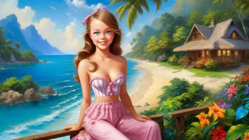 mermaid background,fantasy picture,candy island girl,lachapelle,the sea maid,landscape background,fantasy art,hawaiiana,tropical house,beach background,creative background,girl on the boat,3d background,fairyland,faires,thumbelina,background image,amphitrite,fairy tale character,prinzessin