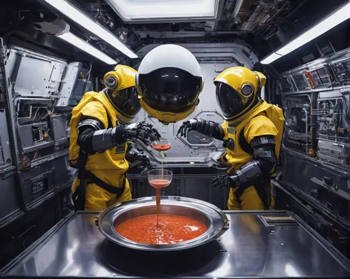 hazmat suit,astronaut suit,pappa al pomodoro,contamination,tomato sauce,spacesuit,astronauts,protective suit,space suit,pasta pomodoro,tomato purée,red cooking,condiments,ketchup tomato sauce,tomato soup,arrabbiata sauce,bolognese sauce,mission to mars,astronautics,cooking vegetables,Photography,Documentary Photography,Documentary Photography 34