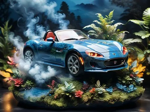 3d car wallpaper,planted car,flower car,toy photos,mazda mx-5,3d car model,mg f-type magna,plants under bonnet,car sculpture,cabriolet,suzuki swift,smurf figure,american sportscar,saturn sky,fiat 124 sport spider,suzuki splash,automotive decor,alpine drive,renault alpine model,cabrio,Photography,Artistic Photography,Artistic Photography 02