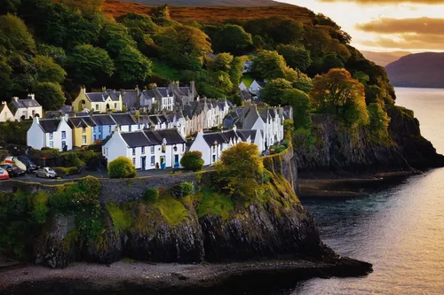 Portree before sunset, Isle of Skye (Getty Images),isle of mull,scotland,scottish highlands,mull,isle of skye,northern ireland,north of scotland,aberdeenshire,ireland,scottish,highlands,cottages,clove