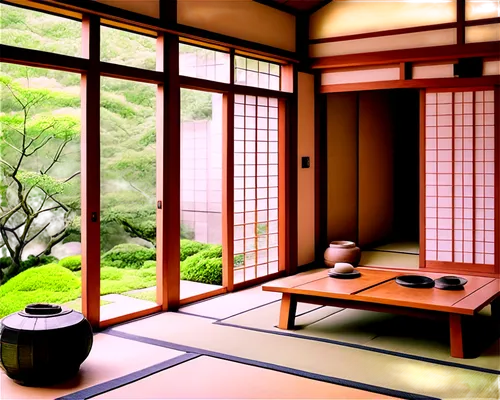 japanese-style room,tea ceremony,ryokan,ryokans,teahouse,onsen,chanoyu,tatami,dojo,teahouses,zen garden,japanese zen garden,shoin,japanese style,japanese tea,hideyoshi,japon,japanese background,japanese garden ornament,japanese art,Illustration,American Style,American Style 02