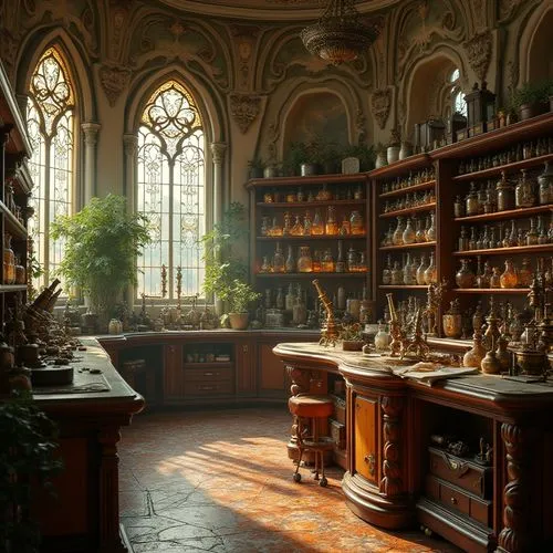 apothecary,herbology,apothecaries,perfumery,hunterian,bookshelves,bibliotheca,pharmacy,reading room,old library,bookcases,sacristy,bibliotheque,scriptorium,study room,diagon,potions,vestry,dictionarium,inglenook,Photography,General,Realistic